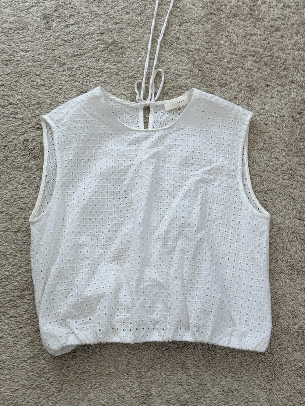 MELLODAY White Eyelet Tie-Back Sleeveless Camisole